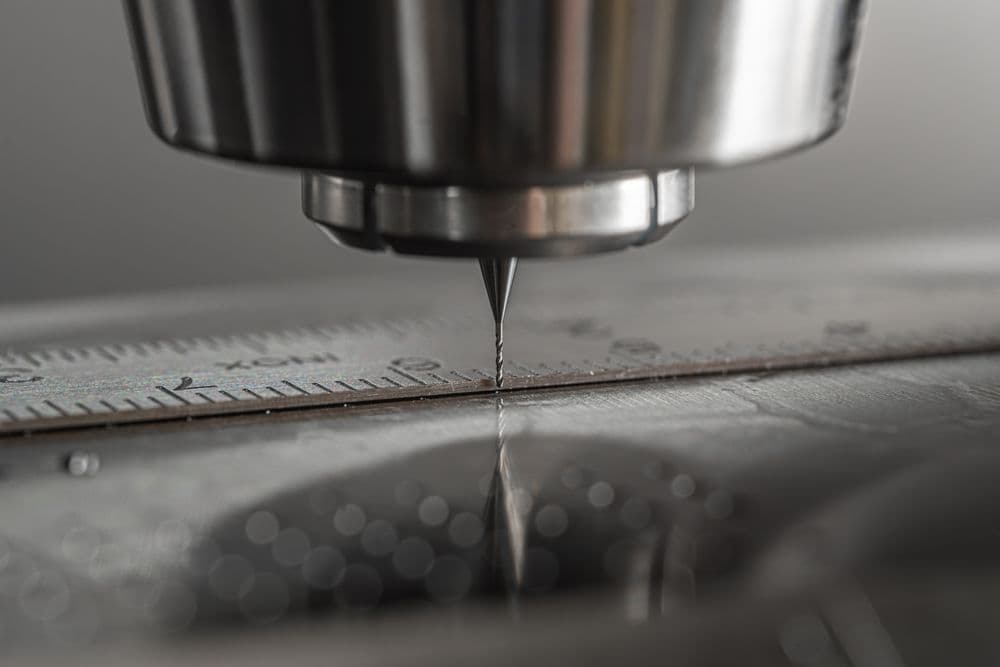 CNC milling machine cutting metal